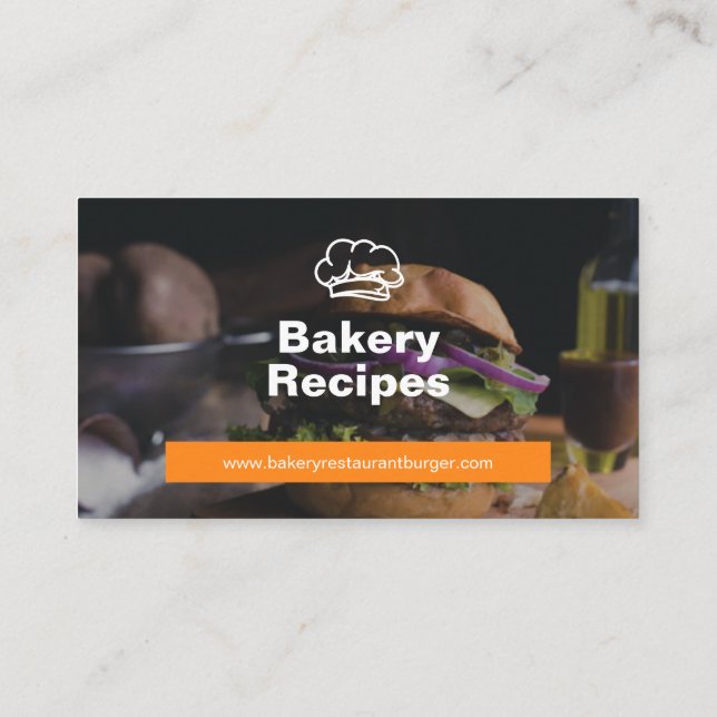 Minimalistisch Burger Foto Restaurant Koch Küche Visitenkarte (Rückseite)