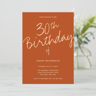 Minimalistisch Burnt Orange 30. Geburtstag Einladung