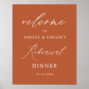 Minimalistisch Burnt Orange Probe Dinner Willkomme Poster