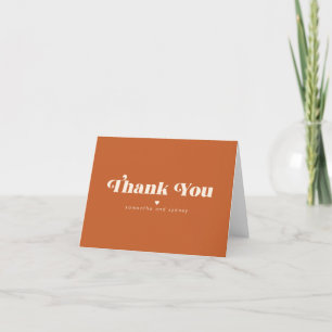 Minimalistisch Burnt Orange Retro Typografie Name Dankeskarte