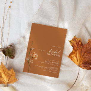 Minimalistisch Burnt Orange Wildblume Brautparty Einladung