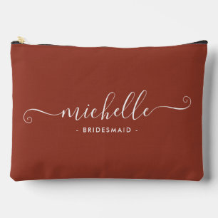 Minimalistisch Burnt Umber Personalisiert Bridesma Zubehörtasche