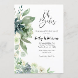 Minimalistisch Cactus Modern Baby Shower Girl Einladung