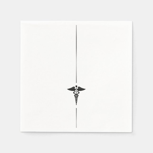 Minimalistisch Caduceus Symbol Napkins Serviette (Vorderseite)