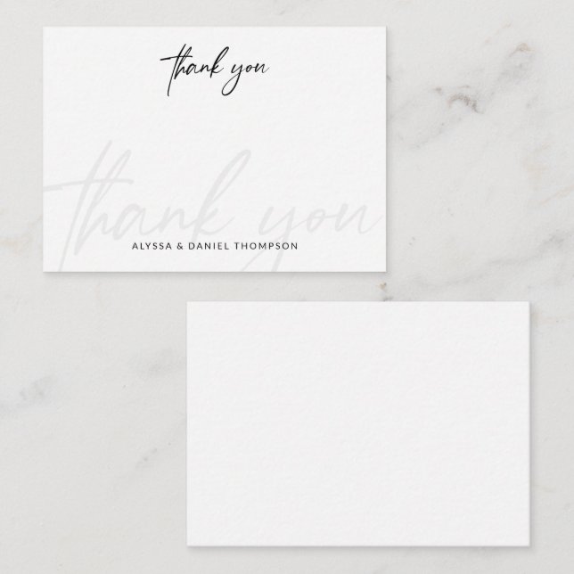 Minimalistisch Calligraphy Wedding Simple Dankesch Mitteilungskarte (Vorne/Hinten)