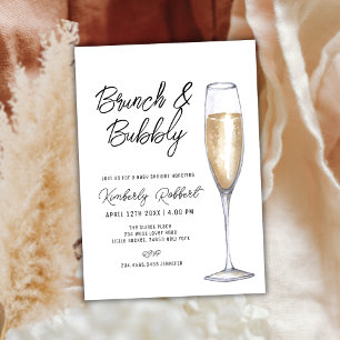 Minimalistisch Champagner Brunch Bubbly Baby Dusch Einladung