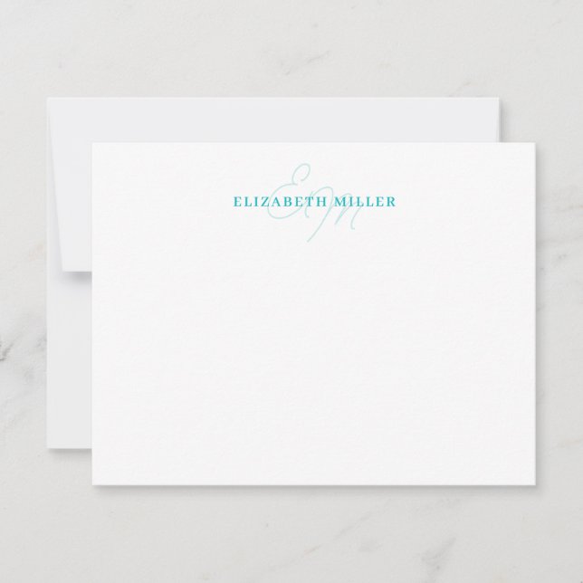 Minimalistisch Chic Aquamarin Green 2 Script Monor Mitteilungskarte (Vorderseite)