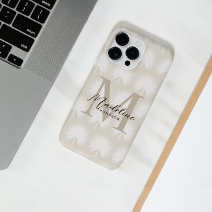 Minimalistisch Chic Beige Anahaw Leaf Script Monog iPhone 14 Pro Max Hülle