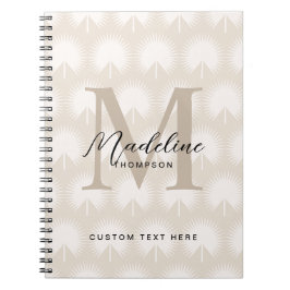 Minimalistisch Chic Beige Anahaw Leaf Script Monog Notizblock