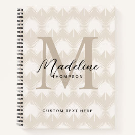 Minimalistisch Chic Beige Anahaw Leaf Script Monog Notizbuch