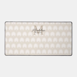 Minimalistisch Chic Beige Anahaw Leaf Script Monog Schreibtischunterlage
