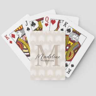 Minimalistisch Chic Beige Anahaw Leaf Script Monog Spielkarten