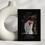 Minimalistisch Chic Black Elegante Hochzeit Custom Save The Date<br><div class="desc">Minimalistisch Chic Black Elegant Hochzeit Custom Foto Save the Date</div>