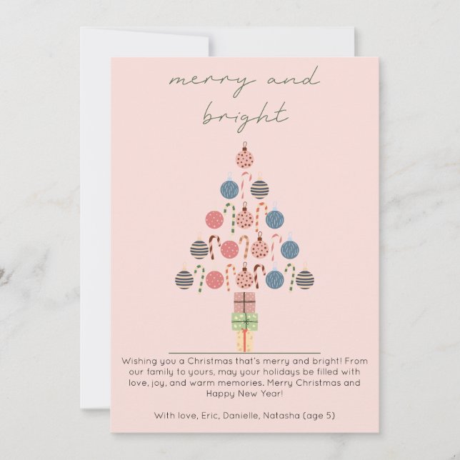 Minimalistisch Chic Boho Tree Pink Weihnachten (Vorderseite)