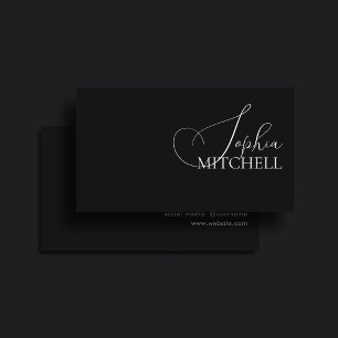 Minimalistisch Chic Calligraphy Black Visitenkarte