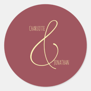 Minimalistisch Chic Elegant Calligraphy Script Wed Runder Aufkleber