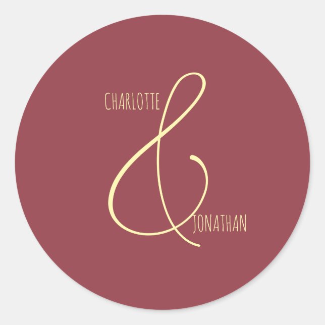 Minimalistisch Chic Elegant Calligraphy Script Wed Runder Aufkleber (Vorderseite)