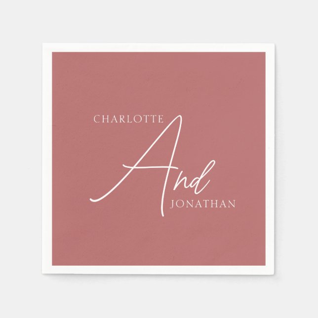 Minimalistisch Chic Elegant Calligraphy Script Wed Serviette (Vorderseite)
