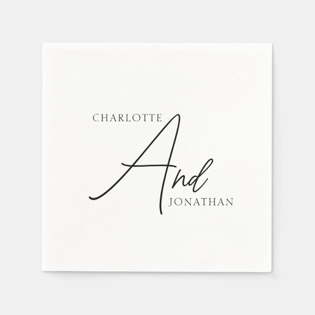 Minimalistisch Chic Elegant Calligraphy Script Wed Serviette (Vorderseite)