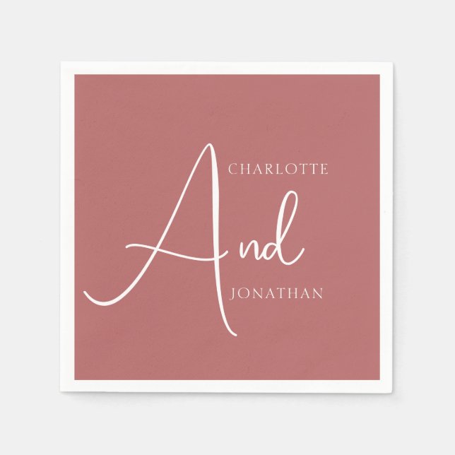 Minimalistisch Chic Elegant Calligraphy Script Wed Serviette (Vorderseite)