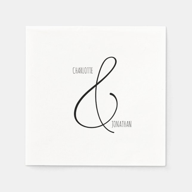Minimalistisch Chic Elegant Calligraphy Script Wed Serviette (Vorderseite)