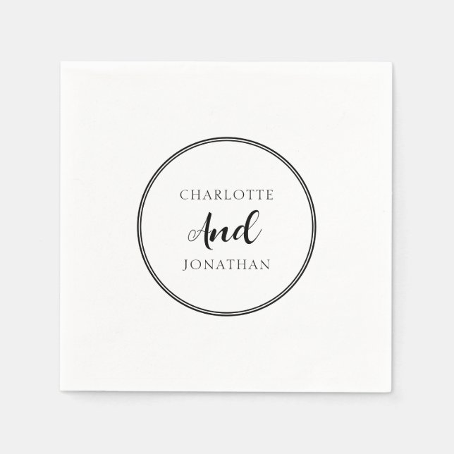Minimalistisch Chic Elegant Calligraphy Script Wed Serviette (Vorderseite)