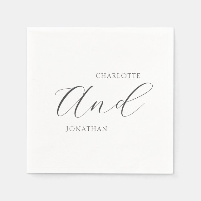 Minimalistisch Chic Elegant Calligraphy Script Wed Serviette (Vorderseite)