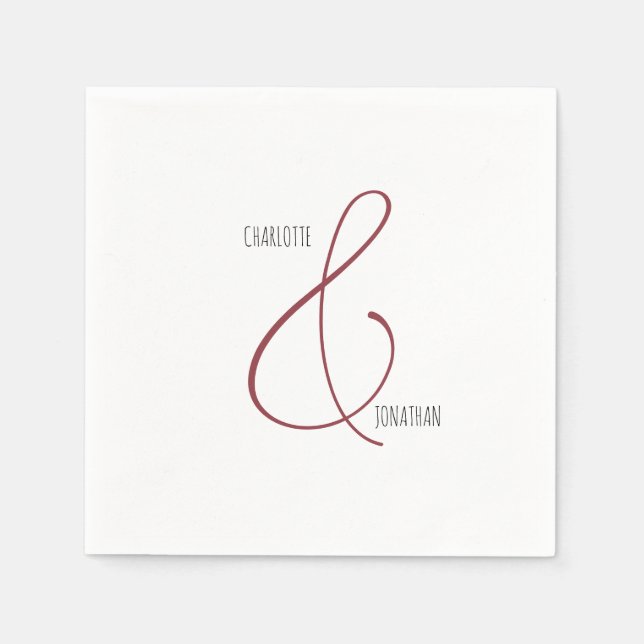 Minimalistisch Chic Elegant Calligraphy Script Wed Serviette (Vorderseite)
