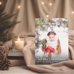 Minimalistisch Chic Family Foto Weihnachtskarte Einladung