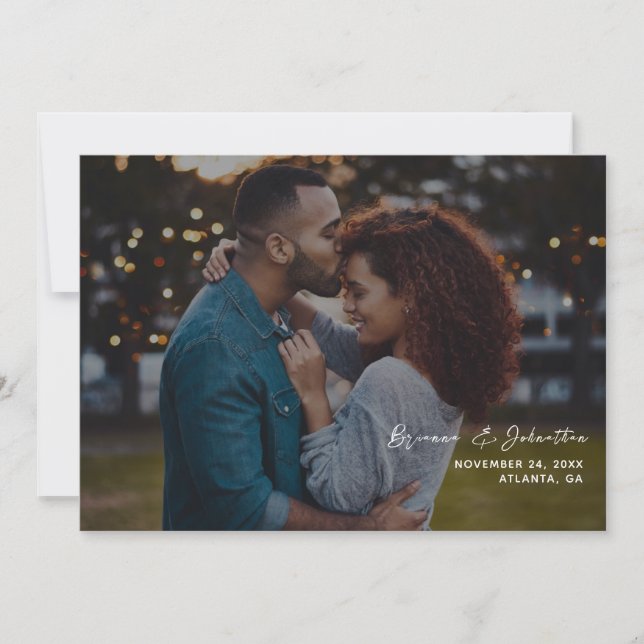 Minimalistisch Chic Foto H Save the Date 2B Einladung (Vorderseite)