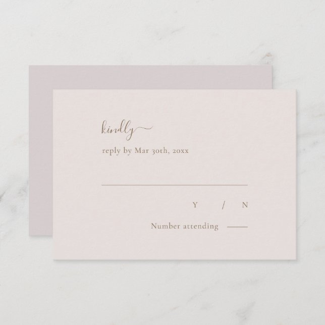 Minimalistisch Chic Gold Blush Einfache Hochzeit RSVP Karte (Vorne/Hinten)