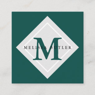 Minimalistisch Chic grau und grün Modernes Monogra Quadratische Visitenkarte