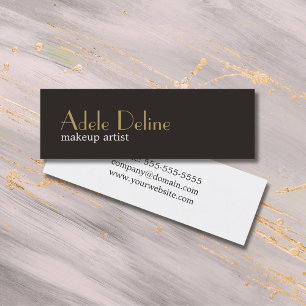 Minimalistisch Chic Gray Gold White Makeup Artist Mini Visitenkarte