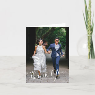 Minimalistisch Chic Hand Letter Wedding 2 Foto Dankeskarte
