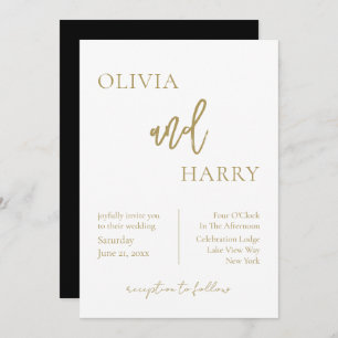 Minimalistisch Chic Hochzeit Einladung Gold Black