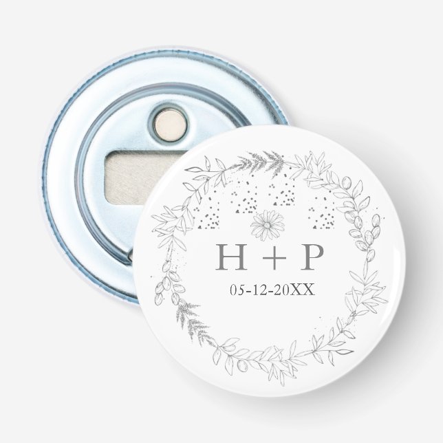 Minimalistisch Chic Monogram Formal Wedding Cockta Flaschenöffner (Vorderseite)