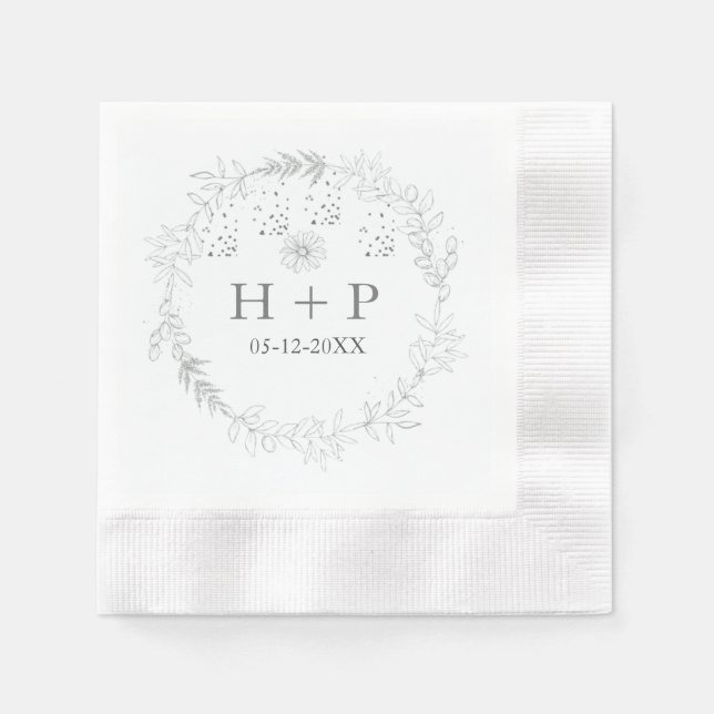 Minimalistisch Chic Monogram Formal Wedding Cockta Serviette (Vorderseite)