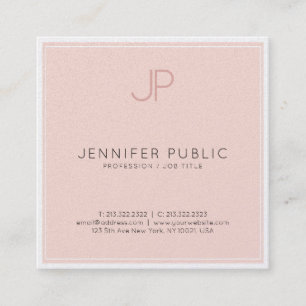Minimalistisch Chic Monogram Trendy Blush Pink Lux Quadratische Visitenkarte