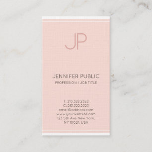 Minimalistisch Chic Monogram Trendy Blush Pink Lux Visitenkarte