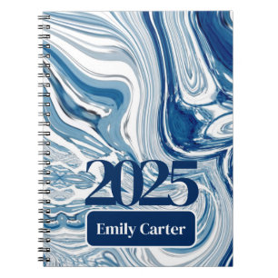 Minimalistisch Chic Ocean Waves Aquarell Blue Wirb Notizblock