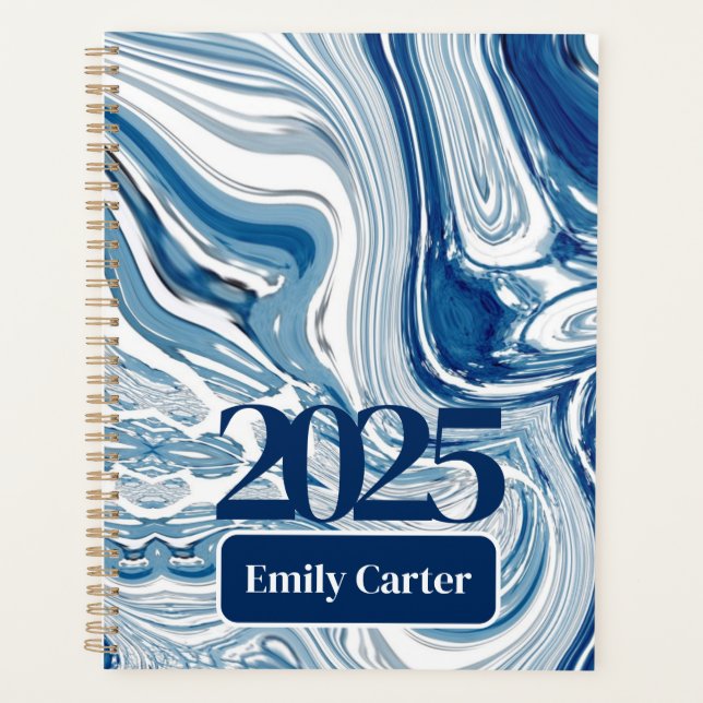 Minimalistisch Chic Ocean Waves Aquarell Blue Wirb Planer (Vorderseite)