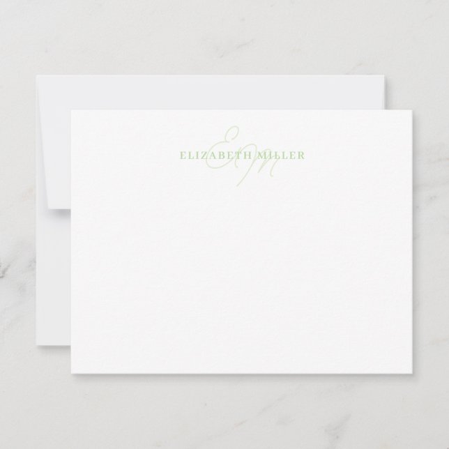 Minimalistisch Chic Pastel Green 2 Script Monorgra Mitteilungskarte (Vorderseite)