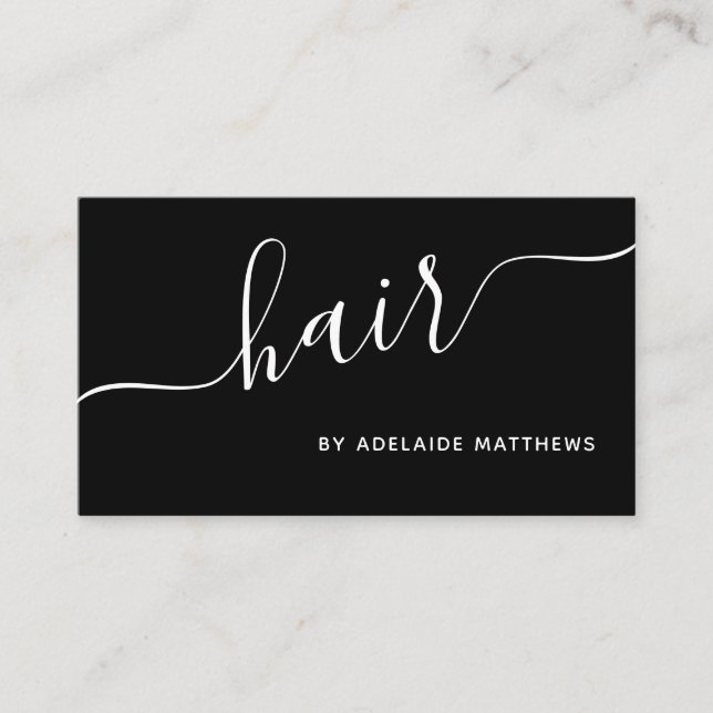 Minimalistisch Chic Schwarz-weiß Hair Salon Frisör Visitenkarte (Vorderseite)