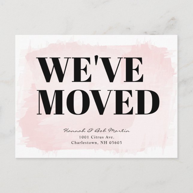 Minimalistisch Chic Wasserfarbe Rosa Bewegung Ankündigungspostkarte (Vorderseite)
