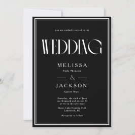 Minimalistisch Chic Wedding Black Einladung