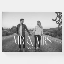 Minimalistisch Chic Wedding Design White Mr. und M Gästebuch