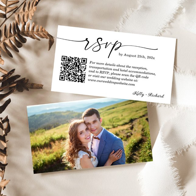 Minimalistisch Chic Wedding RSVP Website QR Code F Begleitkarte (Von Creator hochgeladen)
