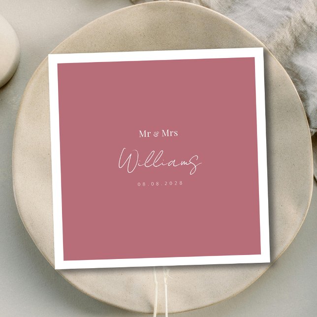 Minimalistisch Chic: White Lettering Rose Gold Wed Serviette (Minimalist Chic: White Lettering Rose Gold Wedding Napkins)