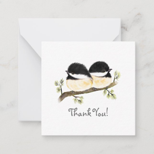 Minimalistisch Chickadee Vielen Dank Notecards Mitteilungskarte (Vorderseite)