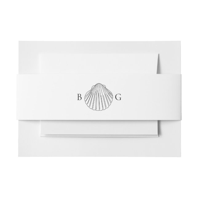 Minimalistisch Clam Seashell Monogram Wedding Einladungsbanderole (Vorderseite Beispiel)